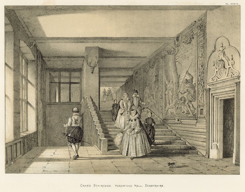 Nagy lépcsőház, Hardwicke Hall, Derbyshire alkotó: Joseph Nash