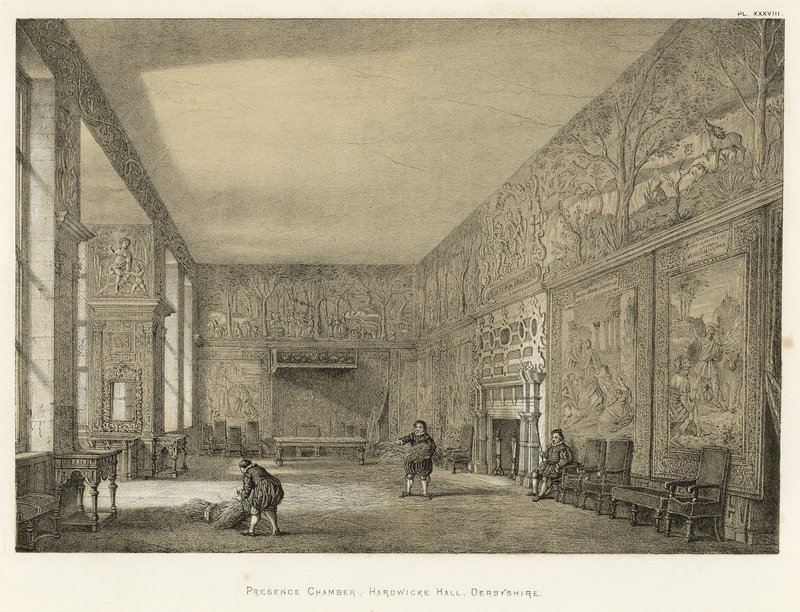 Jelenléti terem, Hardwicke Hall, Derbyshire alkotó: Joseph Nash