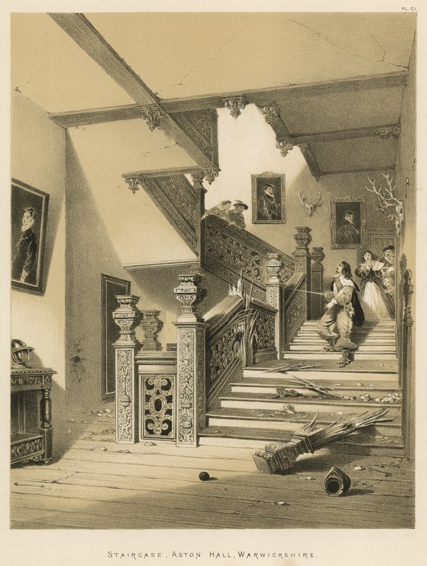 Lépcsőház, Aston Hall, Warwickshire alkotó: Joseph Nash