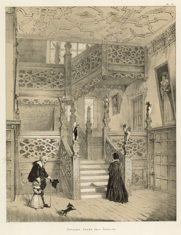 Lépcsőház, Crewe Hall, Cheshire alkotó: Joseph Nash