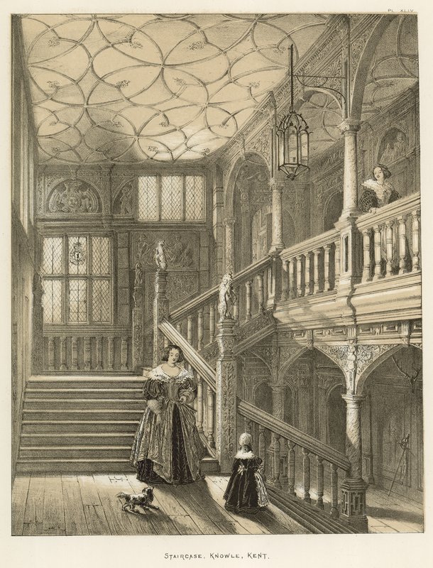 Lépcsőház, Knowle, Kent alkotó: Joseph Nash