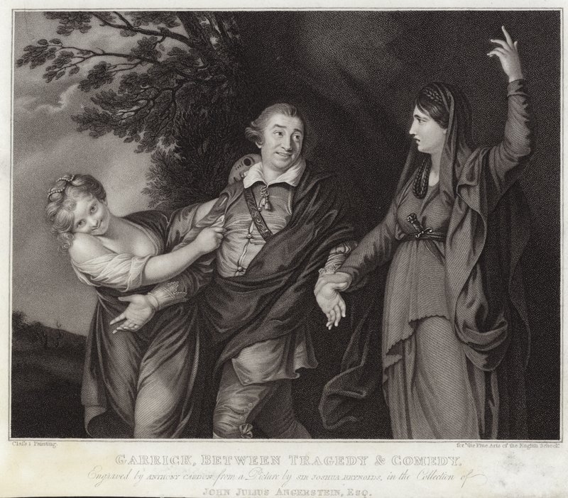 Garrick a tragédia és a komédia között alkotó: Joshua Reynolds