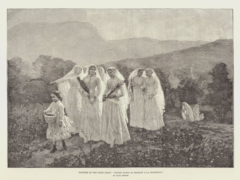 Képek a Párizsi Szalonban, Jeunes Filles se Rendant a La Procession (A fiatal lányok a felvonuláson) alkotó: Jules Breton