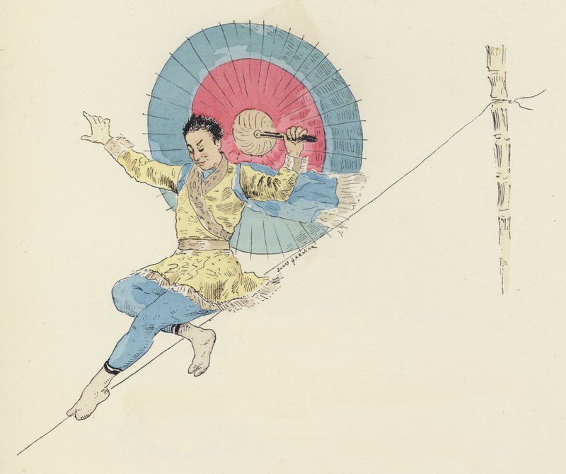 High-wire artist (színes litho) alkotó: Jules Arsene (after) Garnier
