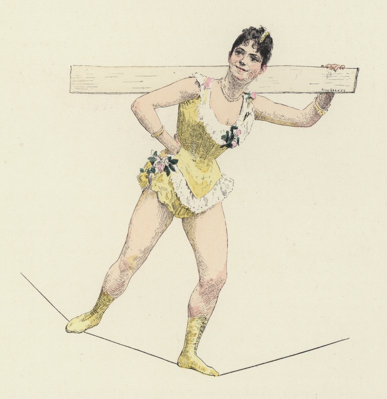 High-wire artiste (színes litho) alkotó: Jules Arsene (after) Garnier
