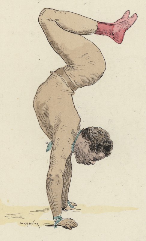 Cirkuszi tornász csinál kéz-állás alkotó: Jules Arsene Garnier