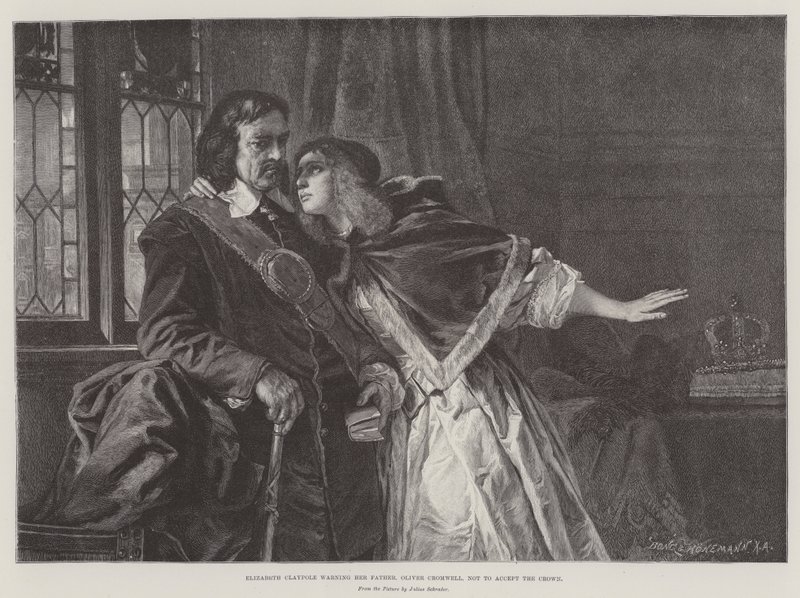 Elizabeth Claypole figyelmezteti apját, Oliver Cromwellt, hogy ne fogadja el a koronát. alkotó: Julius Friedrich Anton Schrader