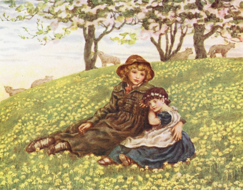 Testvérpár (színes litográfia) alkotó: Kate (after) Greenaway