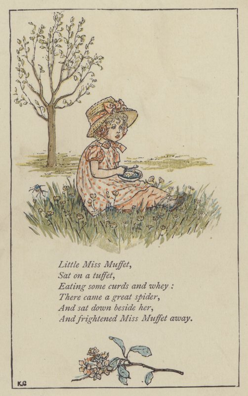 Little Miss Muffet (színes litó) alkotó: Kate (after) Greenaway
