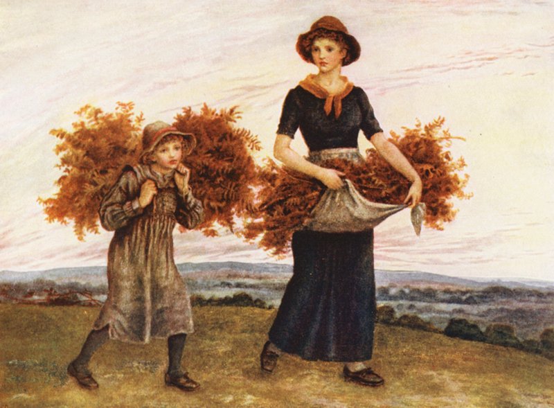 A parlagfűgyűjtők (színes litográfia) alkotó: Kate (after) Greenaway