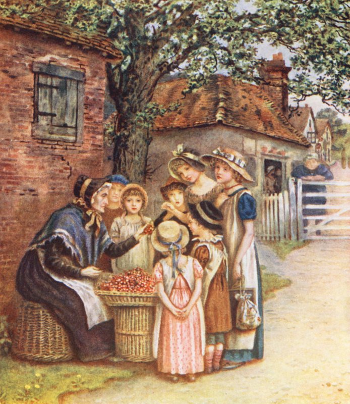 A cseresznyés nő (színes litográfia) alkotó: Kate (after) Greenaway