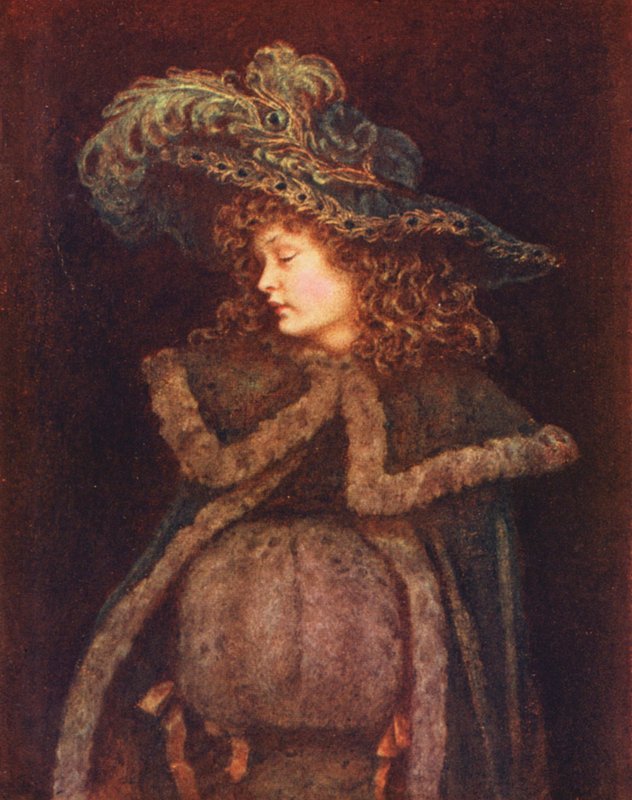 A pávás lány (színes litográfia) alkotó: Kate (after) Greenaway