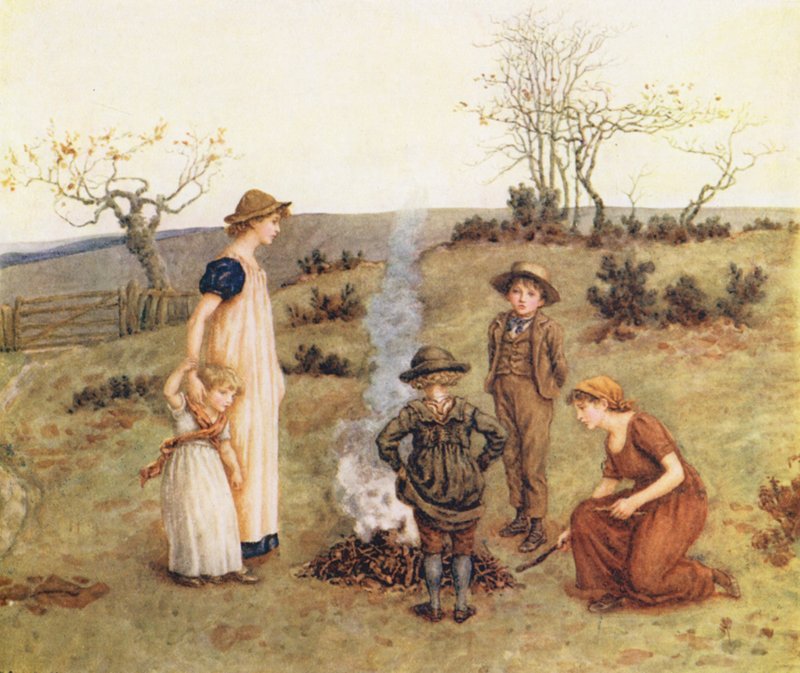 The Stick Fire (színes litográfia) alkotó: Kate (after) Greenaway