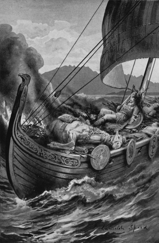 Egy viking temetése (litho) alkotó: Lancelot Speed