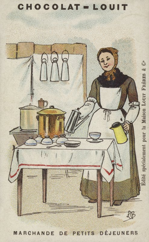 Reggeli eladó (chromolitho) alkotó: Louis Borgex