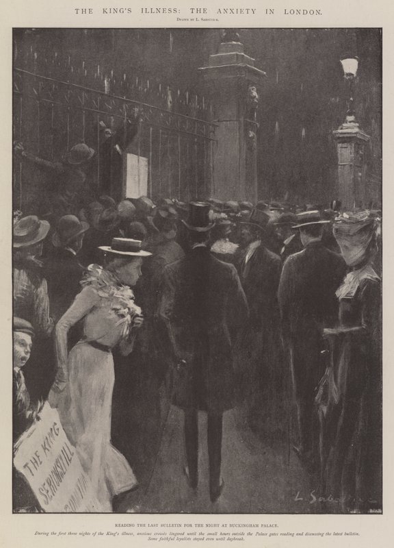 A király betegsége, a szorongás Londonban alkotó: Louis Remy Sabattier