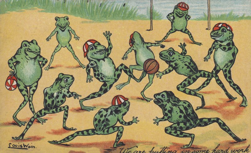 Békák focizni alkotó: Louis Wain