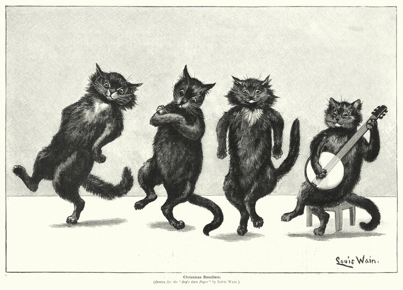 Táncoló macskák (litho) alkotó: Louis (after) Wain