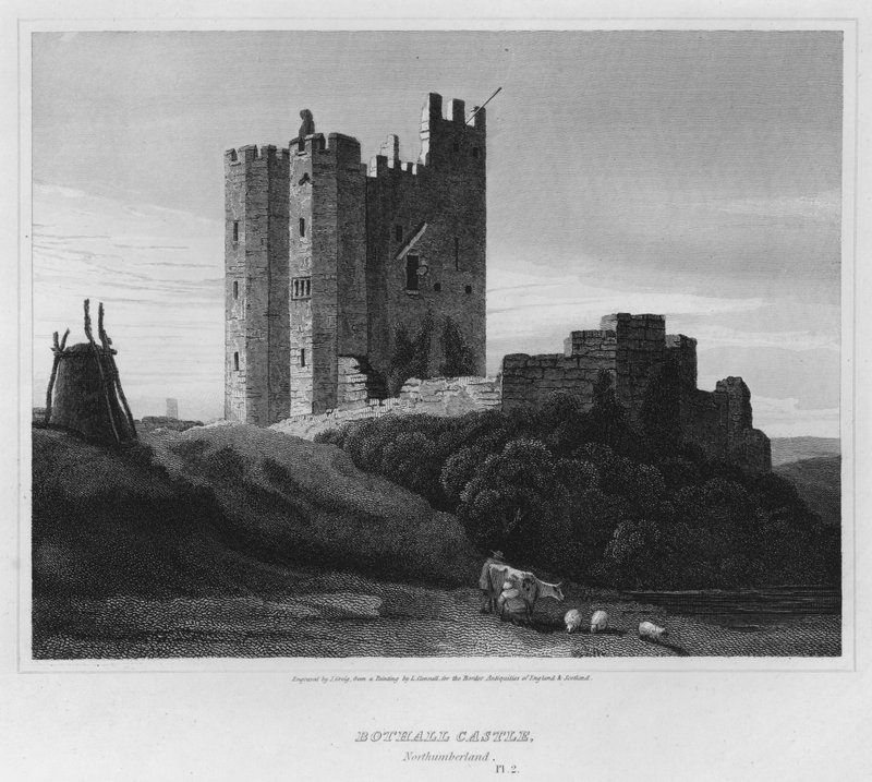 Bothall kastély, Northumberland (metszet) alkotó: Luke (after) Clennell