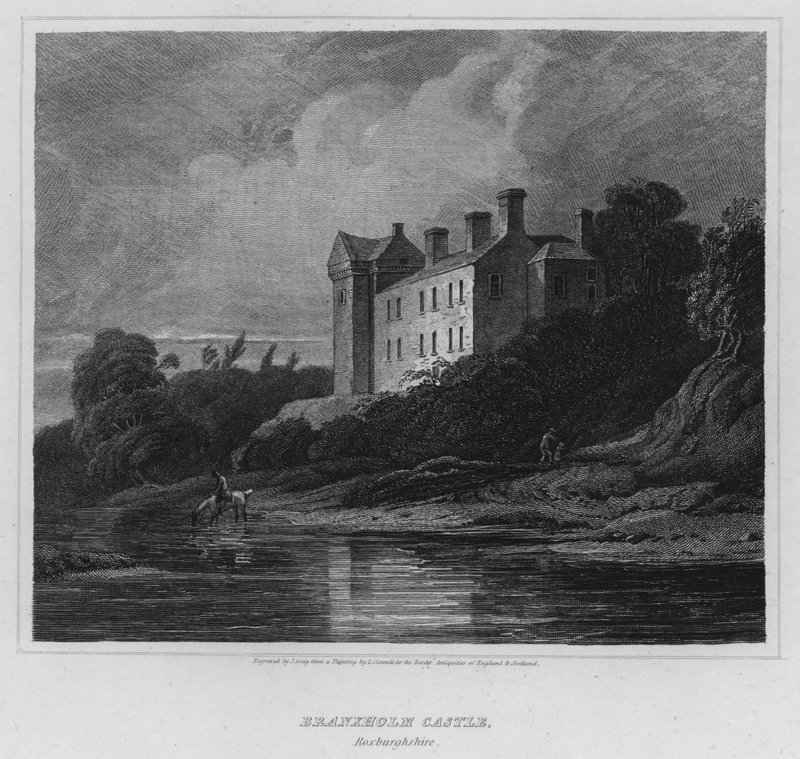 Branxholm kastély, Roxburghshire (metszet) alkotó: Luke (after) Clennell
