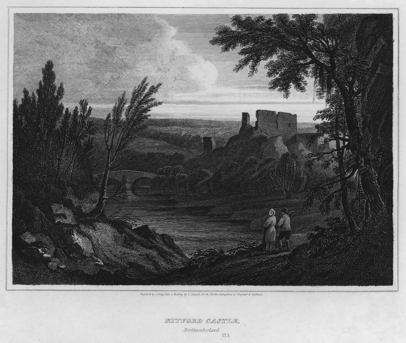 Mitford kastély, Northumberland (metszet) alkotó: Luke (after) Clennell