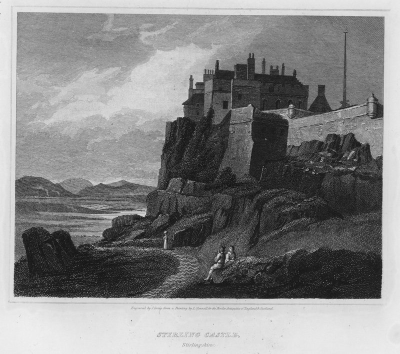 Stirling-kastély, Stirlingshire (metszet) alkotó: Luke (after) Clennell
