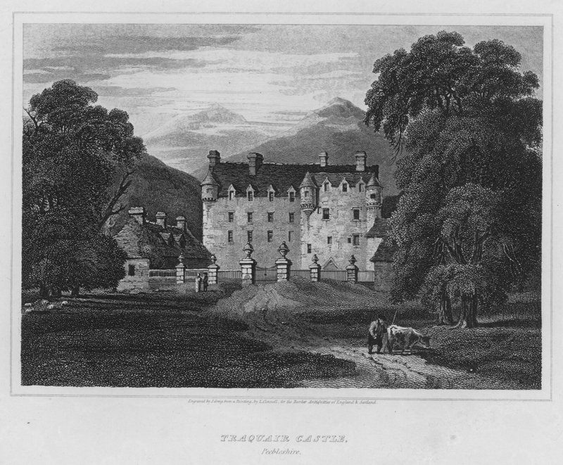 Traquair kastély, Peebleshire (metszet) alkotó: Luke (after) Clennell