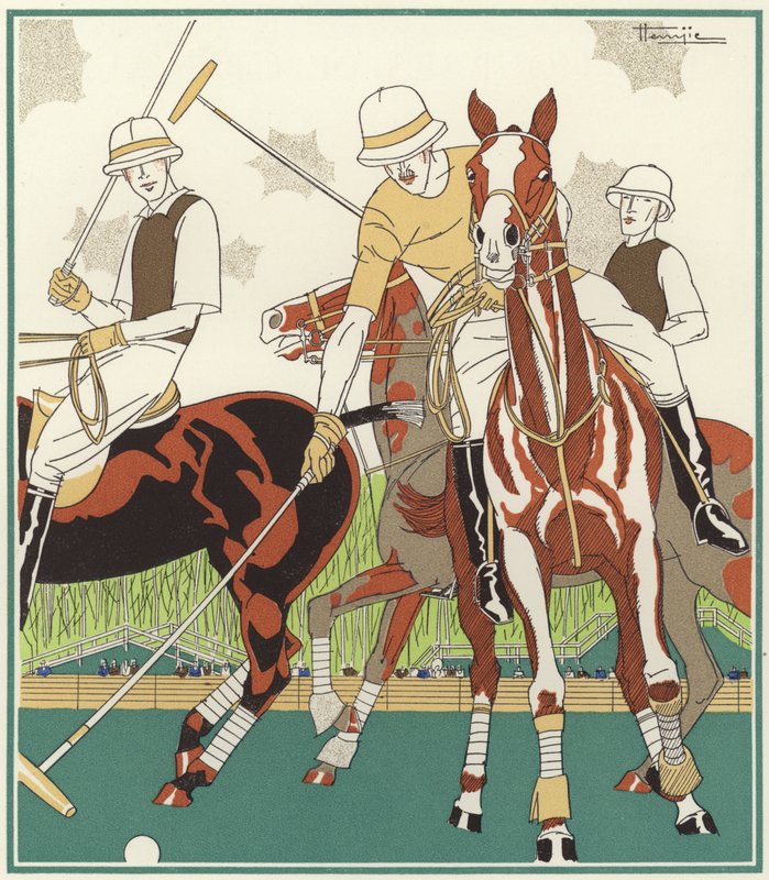 Póló Le Touquet-ban (színes litográfia) alkotó: Marcel Jacques Hemjik