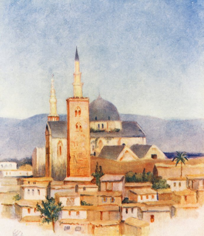 Nagy Mecset, Damaszkusz (színes litográfia) alkotó: Margaret Thomas