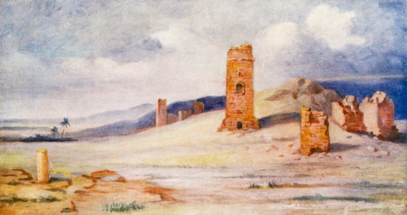 Mortuary Towers, Palmyra (színes litográfia) alkotó: Margaret Thomas