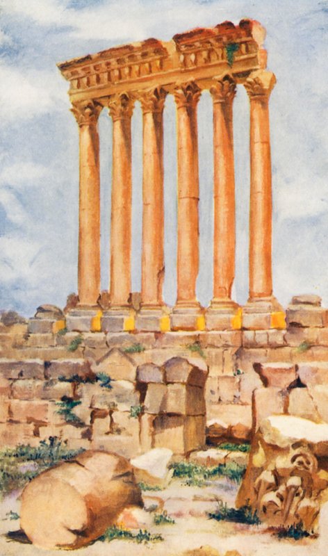 Jupiter temploma, Baalbek (színes litográfia) alkotó: Margaret Thomas