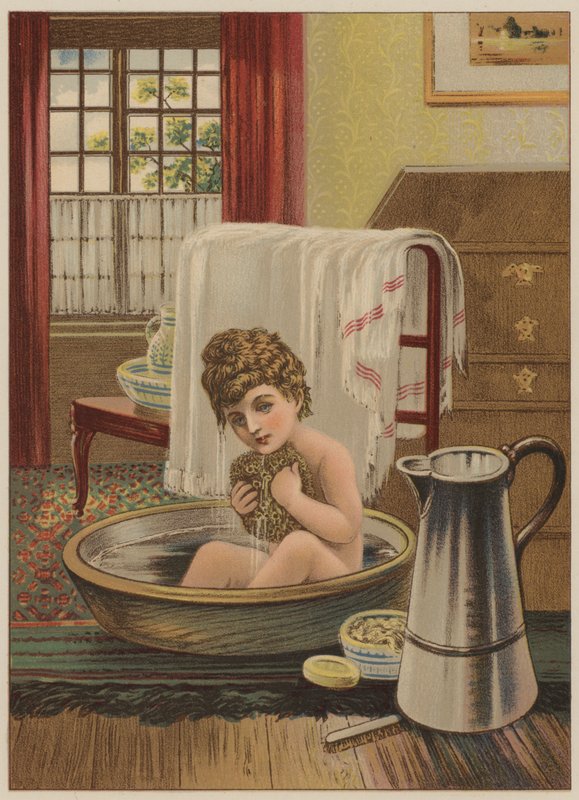 Fürdő gyermek (chromolitho) alkotó: Mary Ellen Edwards