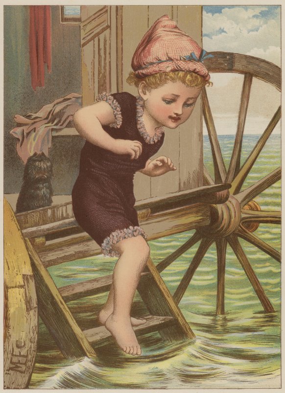 Lány úszni készül (chromolitho) alkotó: Mary Ellen Edwards