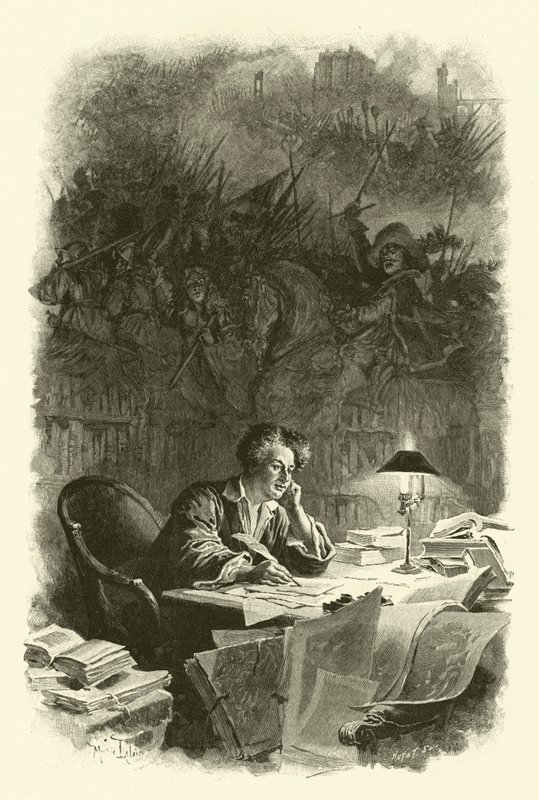 Illusztráció a három testőrhöz (metszet) alkotó: Maurice Leloir