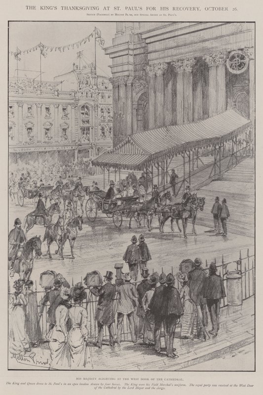 A király hálaadása a Szent Pál templomban a felépüléséért, október 26. alkotó: Melton Prior