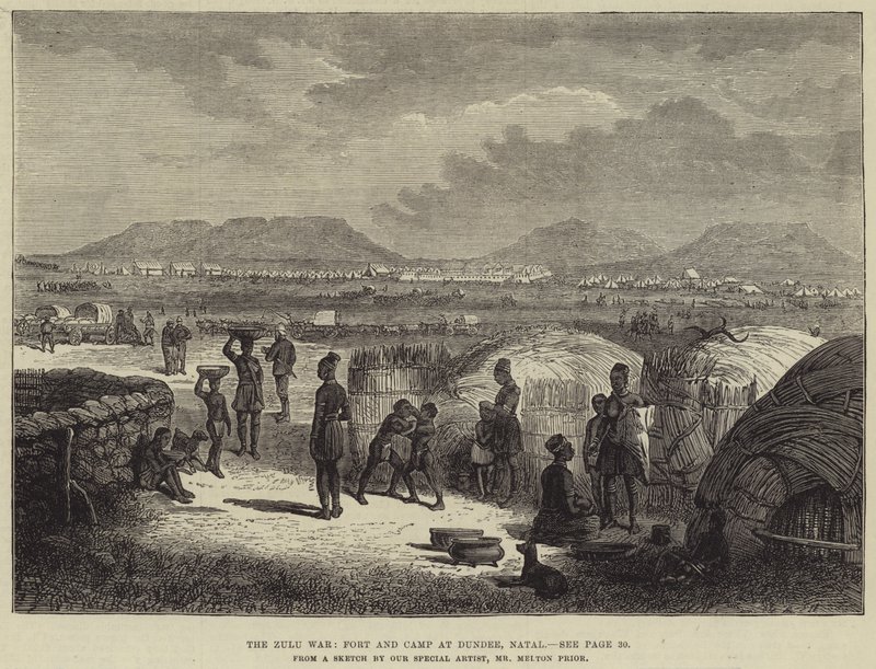 A zulu háború, erőd és tábor Dundee-ben, Natal alkotó: Melton Prior