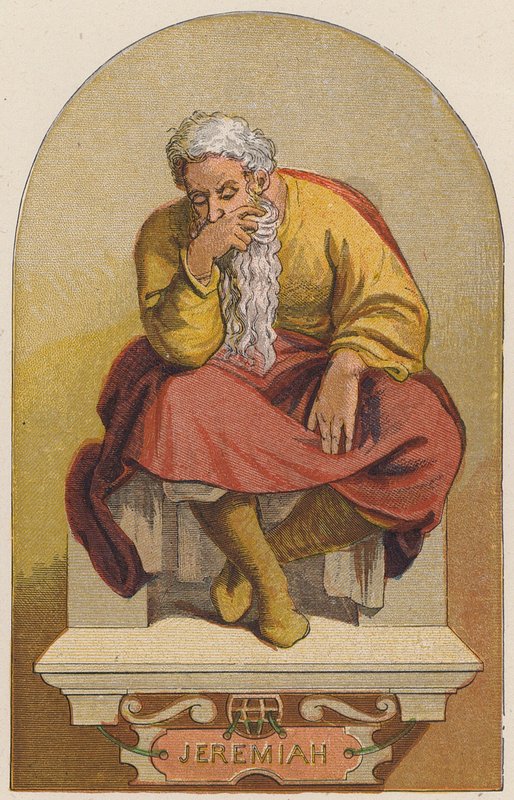 Jeremiás (színes litográfia) alkotó: Michelangelo (after) Buonarroti