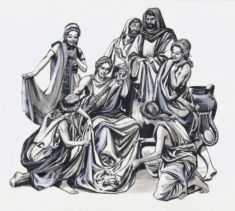 Akhilleusz és Odüsszeusz (gouache, papír) alkotó: Nadir Quinto