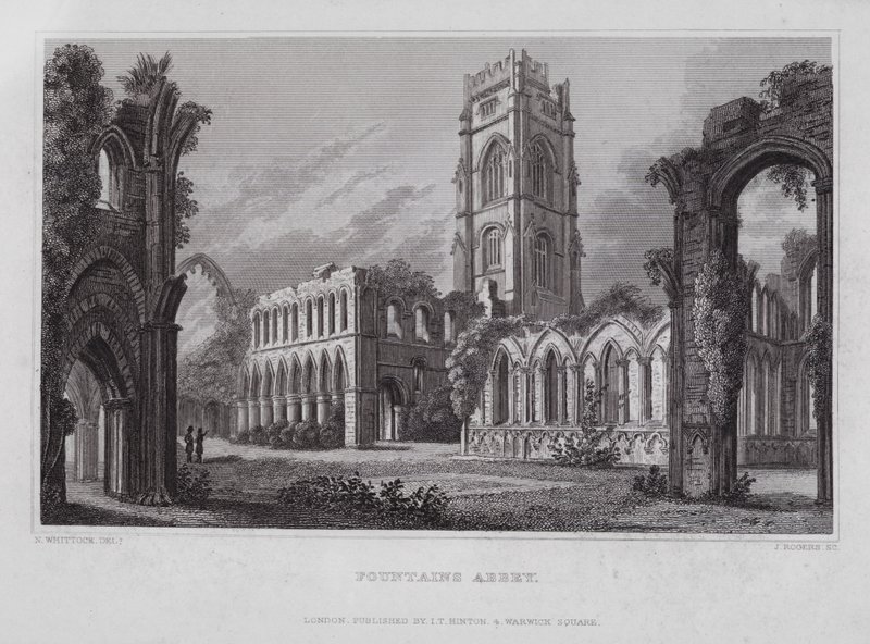 Fountains Abbey (metszet) alkotó: Nathaniel (after) Whittock