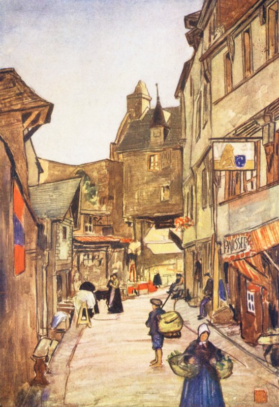 A Street, Mont St Michel (színes litográfia) alkotó: Nico Jungmann