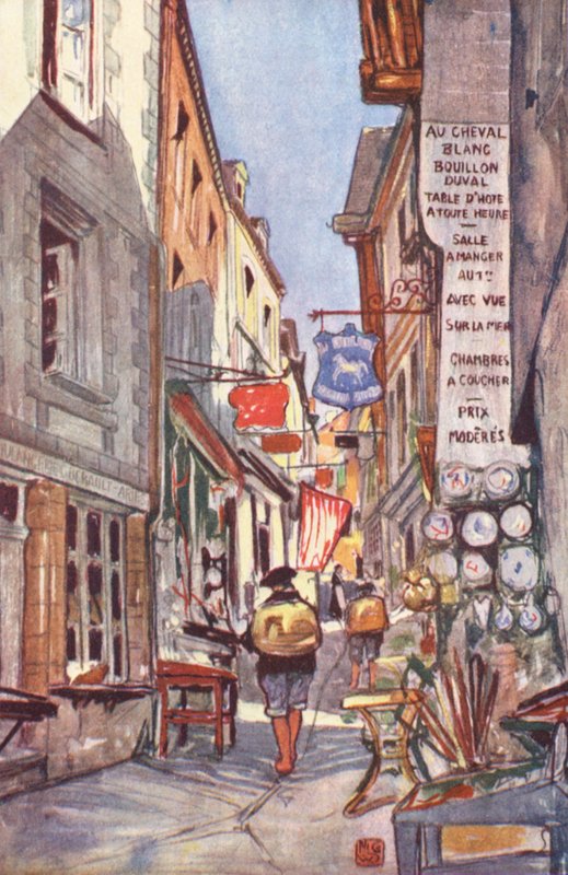 Az utca, Mont St Michel (színes litográfia) alkotó: Nico Jungmann
