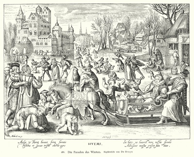 A tél örömei (rézmetszet) alkotó: Nicolaes de (after) Bruyn