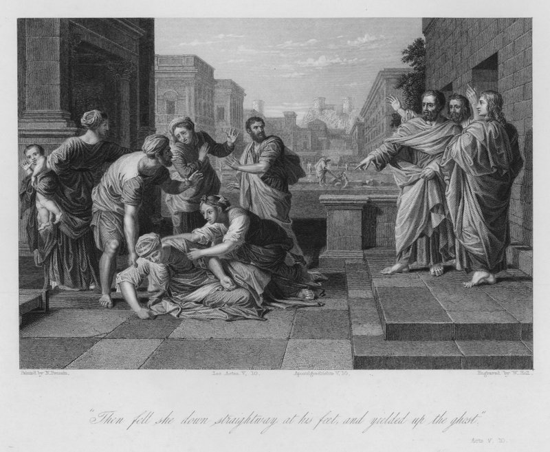 Sapphira halála, V. ApCsel alkotó: Nicolas (after) Poussin