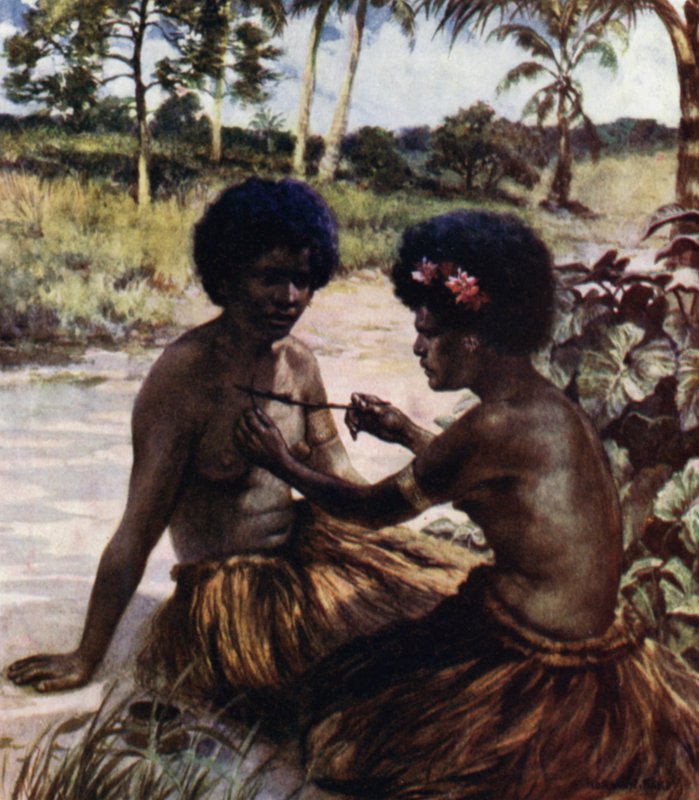 Tetoválás, Brit Új-Guinea (színes litho) alkotó: Norman Hardy