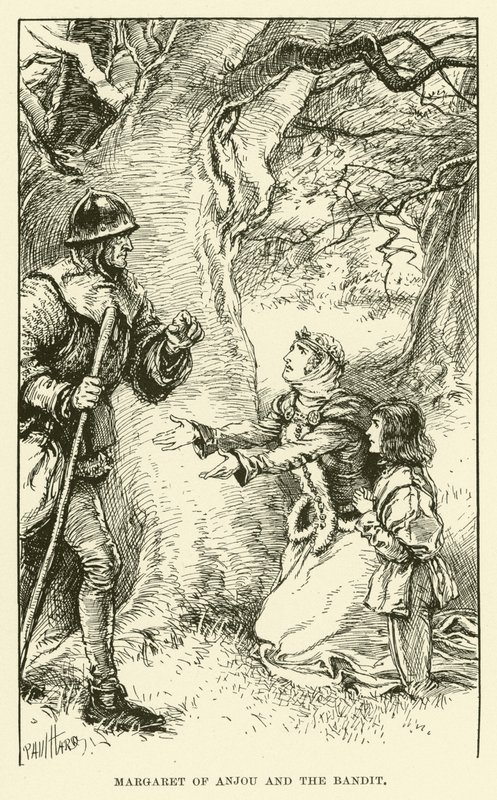 Anjou Margit és a bandita (metszet) alkotó: Paul Hardy