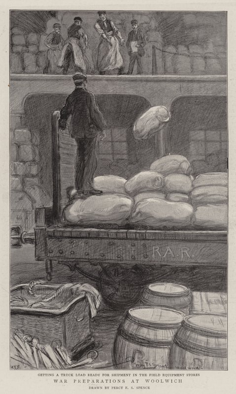 Háborús előkészületek Woolwichban alkotó: Percy F.S. Spence