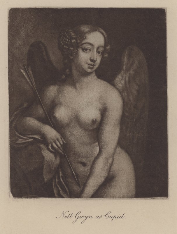 Nell Gwyn mint Cupido (mezzotint) alkotó: Peter Cross