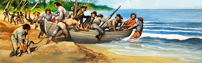 Mutiny on the Bounty (gouache papíron) alkotó: Peter Jackson