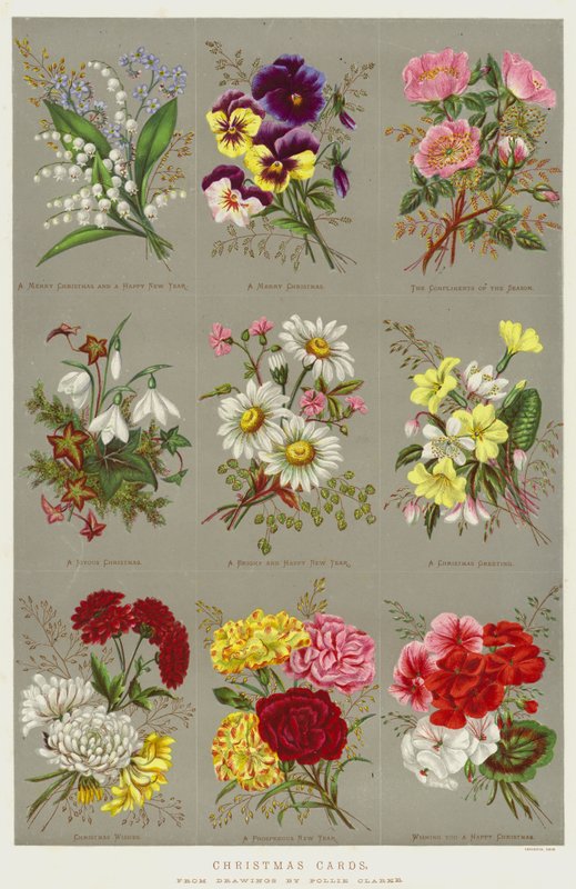 chromolitho karácsonyi képeslapok alkotó: Polly Clarke