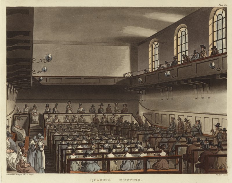 Kvékerek találkozója alkotó: Pugin and Rowlandson